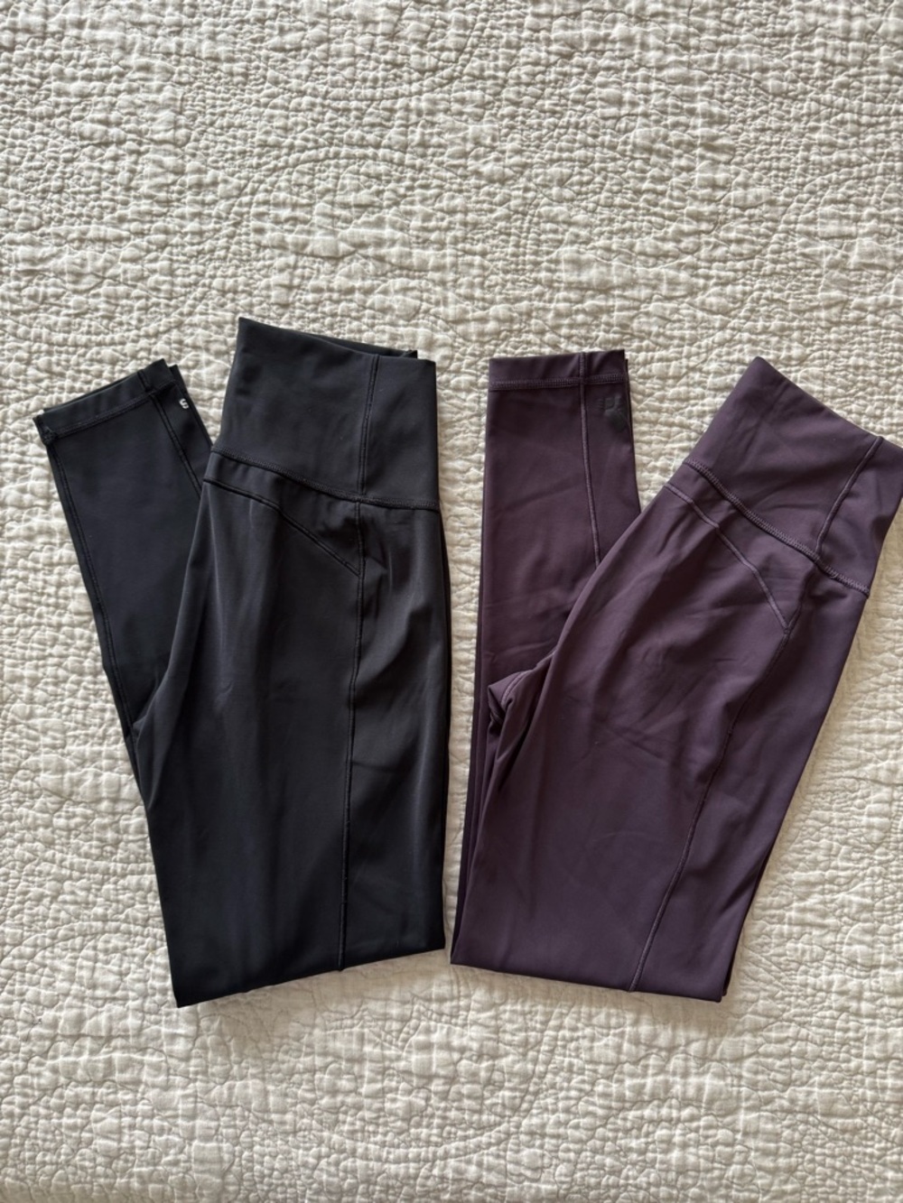 Adidas High-Waist Leggings in Black and Deep Plum
